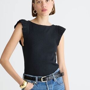 J crew Vintage rib ruffle boatneck tank top